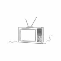 ancien télévision continu ligne dessin art vecteur