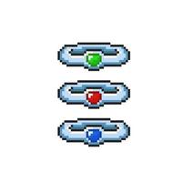 argent bague avec différent gemme dans pixel art style vecteur