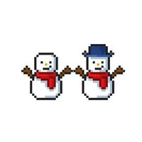 bonhomme de neige dans pixel art style vecteur