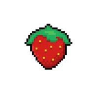 fraise fruit dans pixel art style vecteur