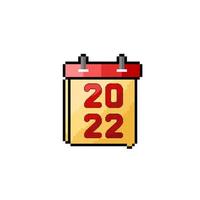 2022 sur calendrier dans pixel art style vecteur