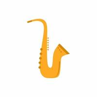 illustration vectorielle plane de saxophone. instrument de musique pour le jazz. équipement de saxophoniste isolé sur fond blanc. musique classique, concert de jazz. conception de style coloré. vecteur