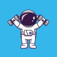 mignonne astronaute levage haltère dessin animé vecteur icône illustration. science sport icône concept isolé prime vecteur. plat dessin animé style
