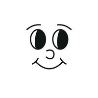 ensemble de visages drôles de personnages de mascotte de dessin animé rétro des années 30. 50, 60 vieux éléments d'animation des yeux et de la bouche. modèle de sourires comiques vintage. caricatures avec des émotions heureuses. clipart vectoriel dessiné à la main.