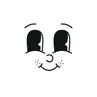 ensemble de visages drôles de personnages de mascotte de dessin animé rétro des années 30. 50, 60 vieux éléments d'animation des yeux et de la bouche. modèle de sourires comiques vintage. caricatures avec des émotions heureuses. clipart vectoriel dessiné à la main.