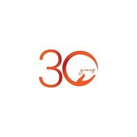 30 ans anniversaire célébration numéro vecteur modèle design illustration icône du logo