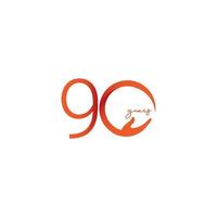 90 ans anniversaire célébration numéro vecteur modèle conception illustration logo icône