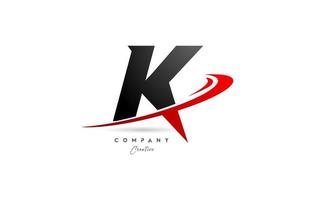 noir gris k alphabet lettre logo icône conception avec rouge virgule. Créatif modèle pour entreprise et affaires vecteur