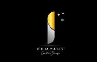je Jaune d'or alphabet lettre logo icône conception avec gris couleur. Créatif modèle pour entreprise et affaires vecteur