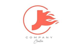 Orange j alphabet lettre icône pour entreprise avec flammes. Feu conception adapté pour une affaires logo vecteur