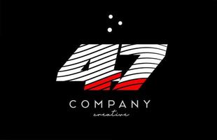 47 nombre logo avec rouge blanc lignes et points. entreprise Créatif modèle conception pour affaires et entreprise vecteur