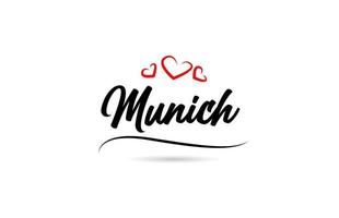Munich européen ville typographie texte mot avec l'amour. main caractères style. moderne calligraphie texte vecteur
