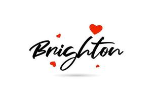 Brighton manuscrit ville typographie texte avec l'amour cœur vecteur