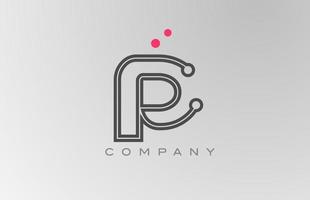 rose gris p alphabet lettre logo icône conception avec ligne et point. Créatif modèle pour affaires et entreprise vecteur