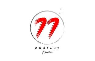 rouge gris 77 nombre lettre logo icône conception avec points et cercle. grunge Créatif pente pour affaires et entreprise vecteur