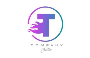 rose t alphabet lettre icône pour entreprise avec violet flammes. conception avec adapté pour une entreprise logo vecteur