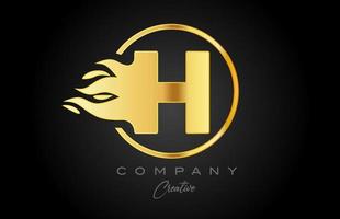 or d'or h alphabet lettre icône pour entreprise avec flammes. Feu conception adapté pour une affaires logo vecteur