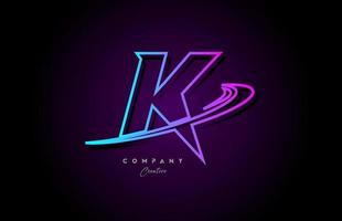 bleu et rose alphabet k lettre logo icône conception avec virgule. Créatif modèle pour entreprise et affaires vecteur
