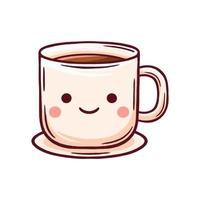 kawaii chaud café vecteur illustration avec smiley visage