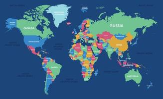 monde carte avec pays des noms vecteur