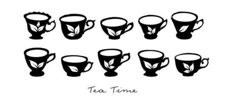 l'heure du thé. dessiné à la main une tasse de thé. vecteur