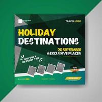 vacances destination Voyage bannière modèle social médias Publier les publicités vecteur