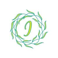 lettre je avec circulaire vert feuille logo vecteur icône symbole illustration conception modèle