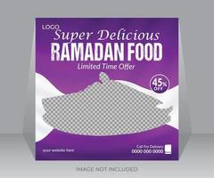 Ramadan super délicieux nourriture menu social médias Publier bannière conception vecteur