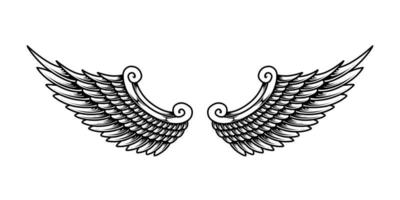 une noir et blanc illustration de une paire de ange ailes vecteur