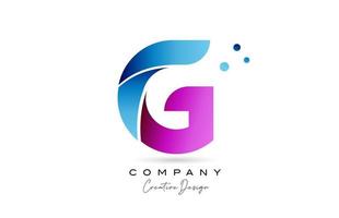 rose bleu g alphabet lettre logo icône conception avec pente. Créatif modèle pour entreprise et affaires vecteur
