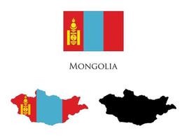 Mongolie drapeau et carte illustration vecteur