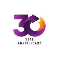 Illustration de conception de modèle de vecteur violet dégradé 30 ans anniversaire