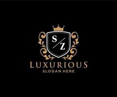 modèle de logo de luxe royal lettre initiale sz en art vectoriel pour restaurant, royauté, boutique, café, hôtel, héraldique, bijoux, mode et autres illustrations vectorielles.