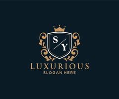 modèle de logo de luxe royal lettre initiale sy en art vectoriel pour restaurant, royauté, boutique, café, hôtel, héraldique, bijoux, mode et autres illustrations vectorielles.