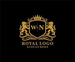 modèle de logo de luxe royal lion lettre initiale wn dans l'art vectoriel pour le restaurant, la royauté, la boutique, le café, l'hôtel, l'héraldique, les bijoux, la mode et d'autres illustrations vectorielles.