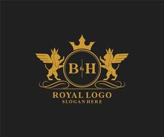 initiale bh lettre Lion Royal luxe héraldique, crête logo modèle dans vecteur art pour restaurant, royalties, boutique, café, hôtel, héraldique, bijoux, mode et autre vecteur illustration.