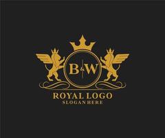 initiale bw lettre Lion Royal luxe héraldique, crête logo modèle dans vecteur art pour restaurant, royalties, boutique, café, hôtel, héraldique, bijoux, mode et autre vecteur illustration.