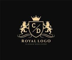 initiale CD lettre Lion Royal luxe héraldique, crête logo modèle dans vecteur art pour restaurant, royalties, boutique, café, hôtel, héraldique, bijoux, mode et autre vecteur illustration.