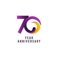 Illustration de conception de modèle de vecteur violet anniversaire 70 ans