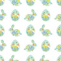 floral Pâques lapin Oeuf modèle. floral Pâques lapin modèle. des œufs chasser été jardin textile conception. mignonne lapins et des œufs floral Contexte. printemps Pâques fond d'écran, impression vecteur illustration.