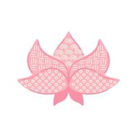 fleur de lotus japonaise isolée sur blanc. logo de lotus asiatique rose. symbole de fleur de lotus chinois rose, icône. fleur coréenne dessinée à la main avec ornement traditionnel. illustration vectorielle asiatique. vecteur