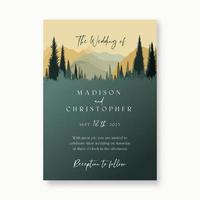 calme montagnes rustique mariage invitation vecteur