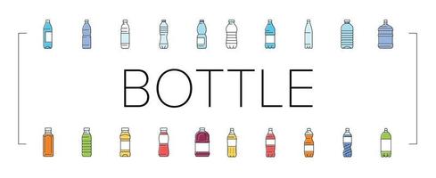bouteille Plastique l'eau boisson vide Icônes ensemble vecteur