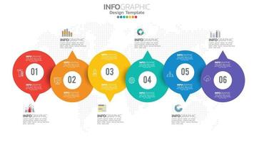 infographie élément de cercle 6 étapes avec diagramme numérique et graphique, conception de graphique d'entreprise. vecteur