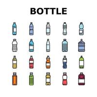 bouteille Plastique l'eau boisson vide Icônes ensemble vecteur