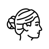 chignon coiffure femelle ligne icône vecteur illustration