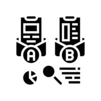 un B email Divisé tester commercialisation glyphe icône vecteur illustration