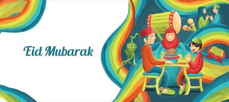 eid mubarak islamique vacances coloré main tiré illustration vecteur