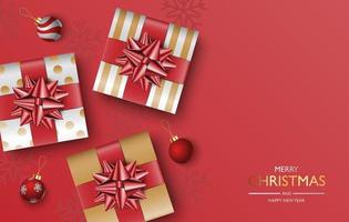 Fond de boîte de cadeaux de Noël, affiche de Noël, carte de voeux, illustration vectorielle vecteur