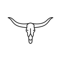 longhorn crâne klaxon animal ligne icône vecteur illustration